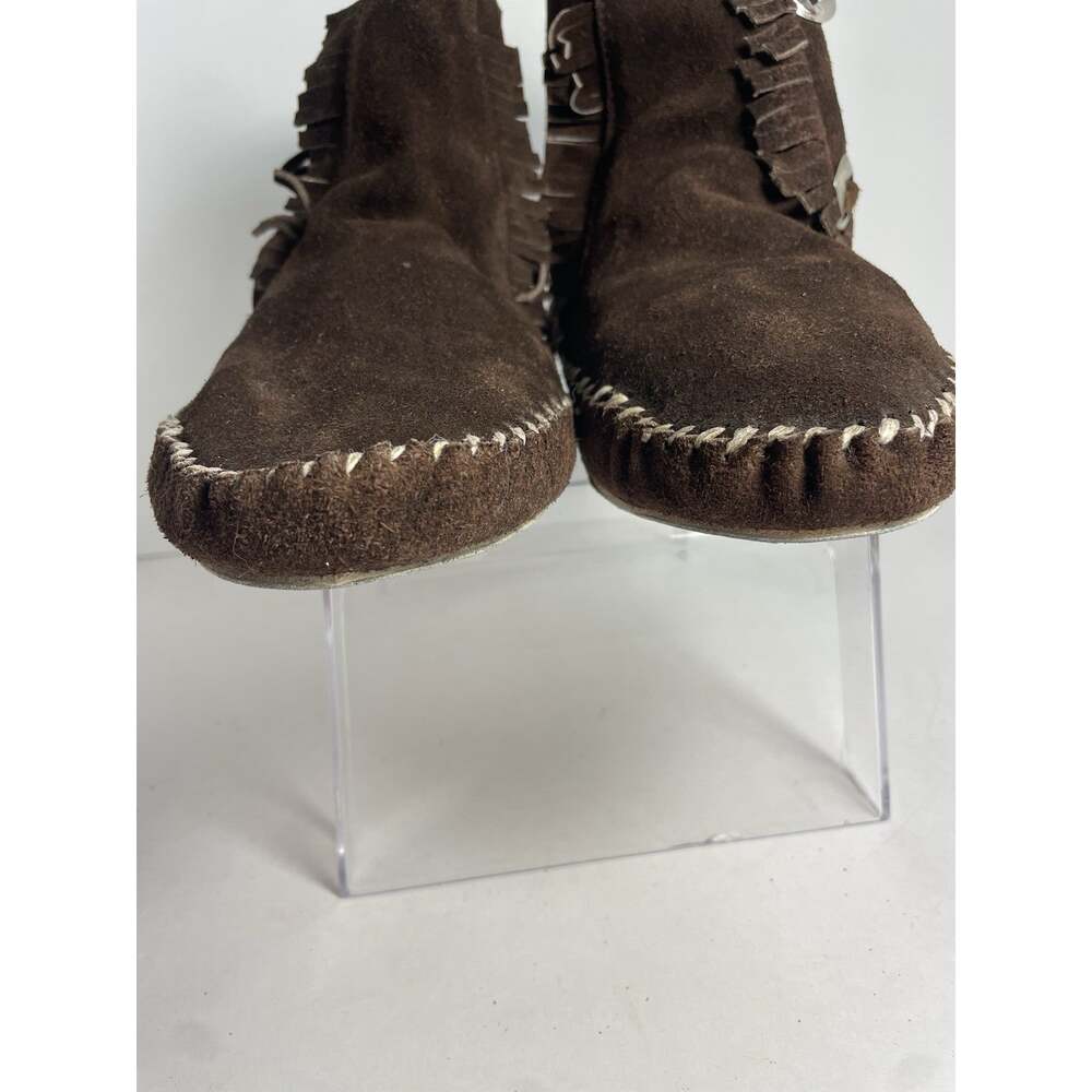 Vintage Artisan Made Mexico Suede Moccasin Boots Fringe Concho Women's 10 EUC - Picture 4 of 8